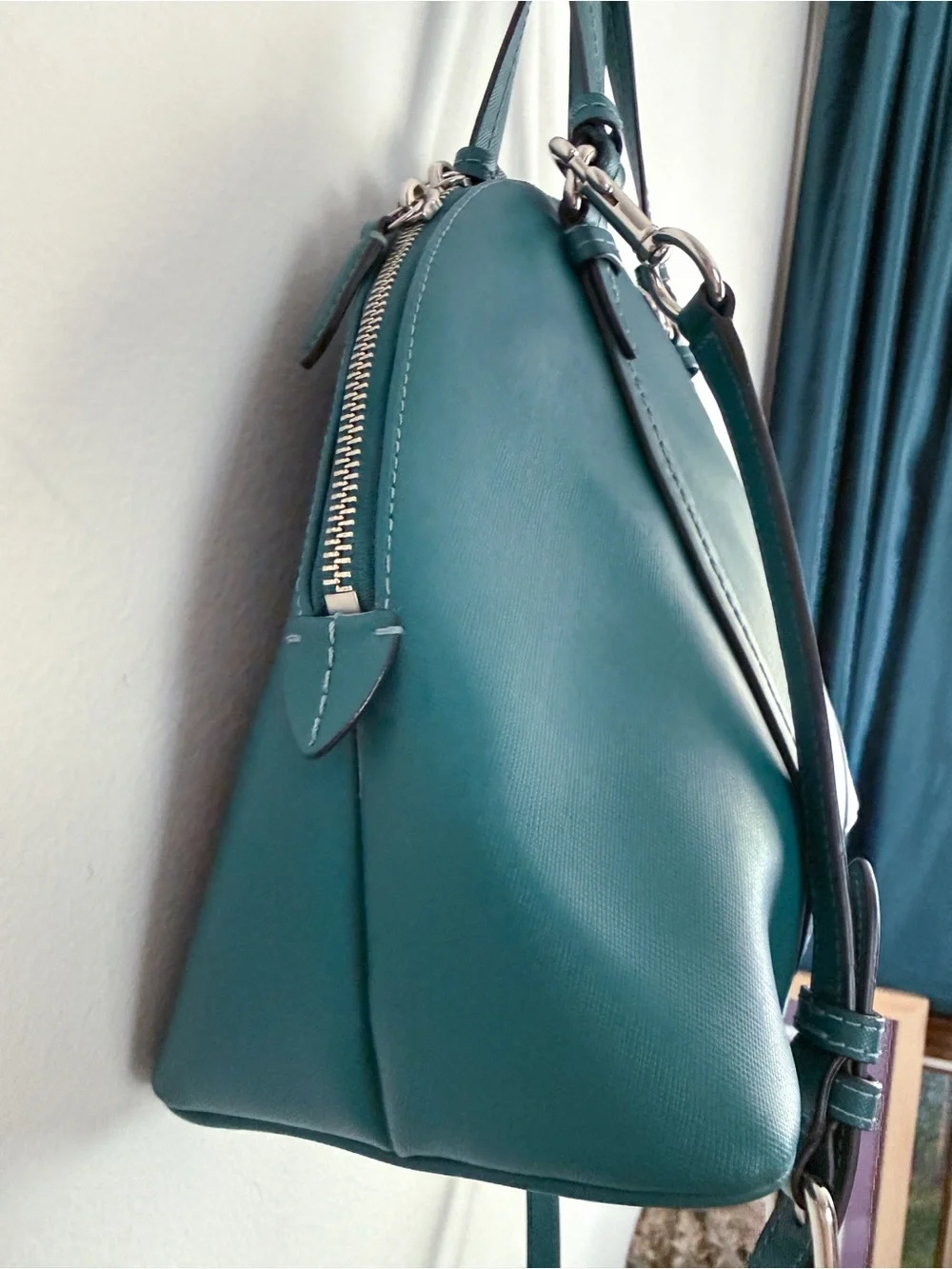 Jade green Coach Peyton leather Cora domed satchel